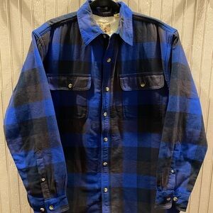 Red Head Blue and Black Plaid Button-Up Shirt